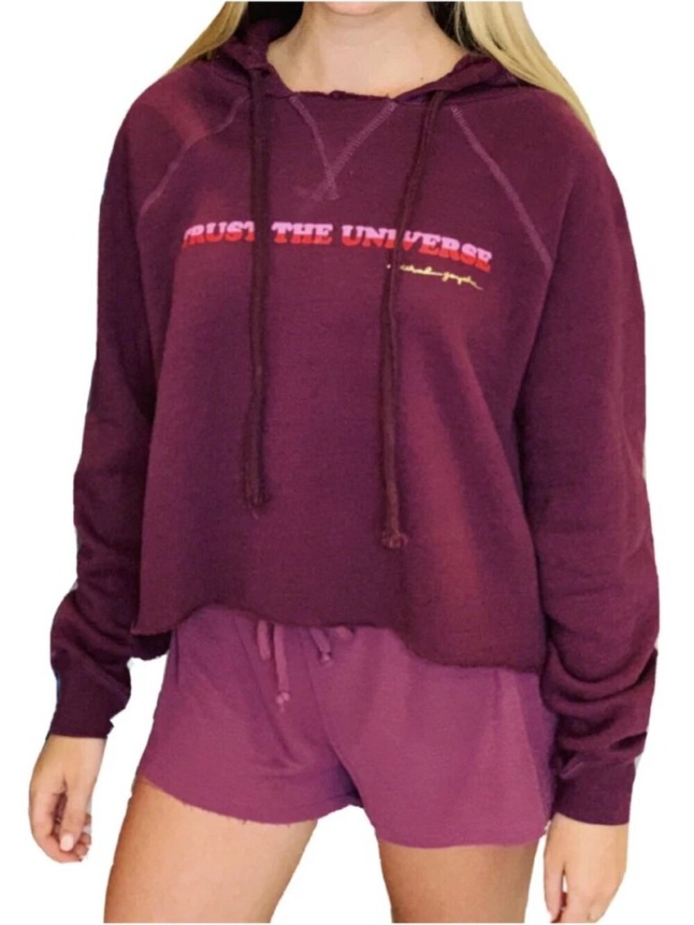 NWT Spiritual Gangster Trust the Universe Stella Rocker Hoodie - M Maroon